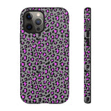 Grey and Pink Leopard Print Tough Phone Case