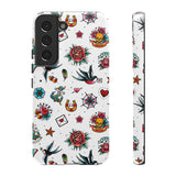 White Old School Retro Tattoo Tough Phone Case