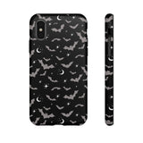 Black Spooky Bat Print Tough Phone Cases