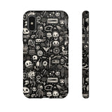Creepy Doodle Skulls Print Tough Phone Cases