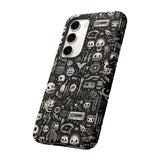 Creepy Doodle Skulls Print Tough Phone Cases
