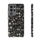 Creepy Doodle Skulls Print Tough Phone Cases