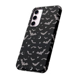 Black Spooky Bat Print Tough Phone Cases