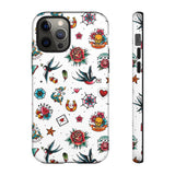 White Old School Retro Tattoo Tough Phone Case