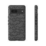 Grey Spooky Bat Print Tough Phone Cases