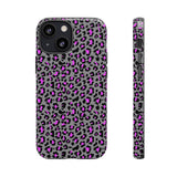 Grey and Pink Leopard Print Tough Phone Case