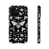 Black Celestial Witchy Moth Goth Tough Phone Case