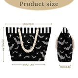 Witchy & Wild – Spooky Bat Print Rope Handle Beach Bag