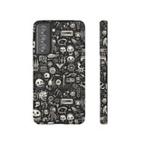 Creepy Doodle Skulls Print Tough Phone Cases