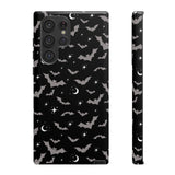 Black Spooky Bat Print Tough Phone Cases
