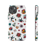 White Old School Retro Tattoo Tough Phone Case