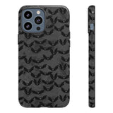Grey Spooky Bat Print Tough Phone Cases