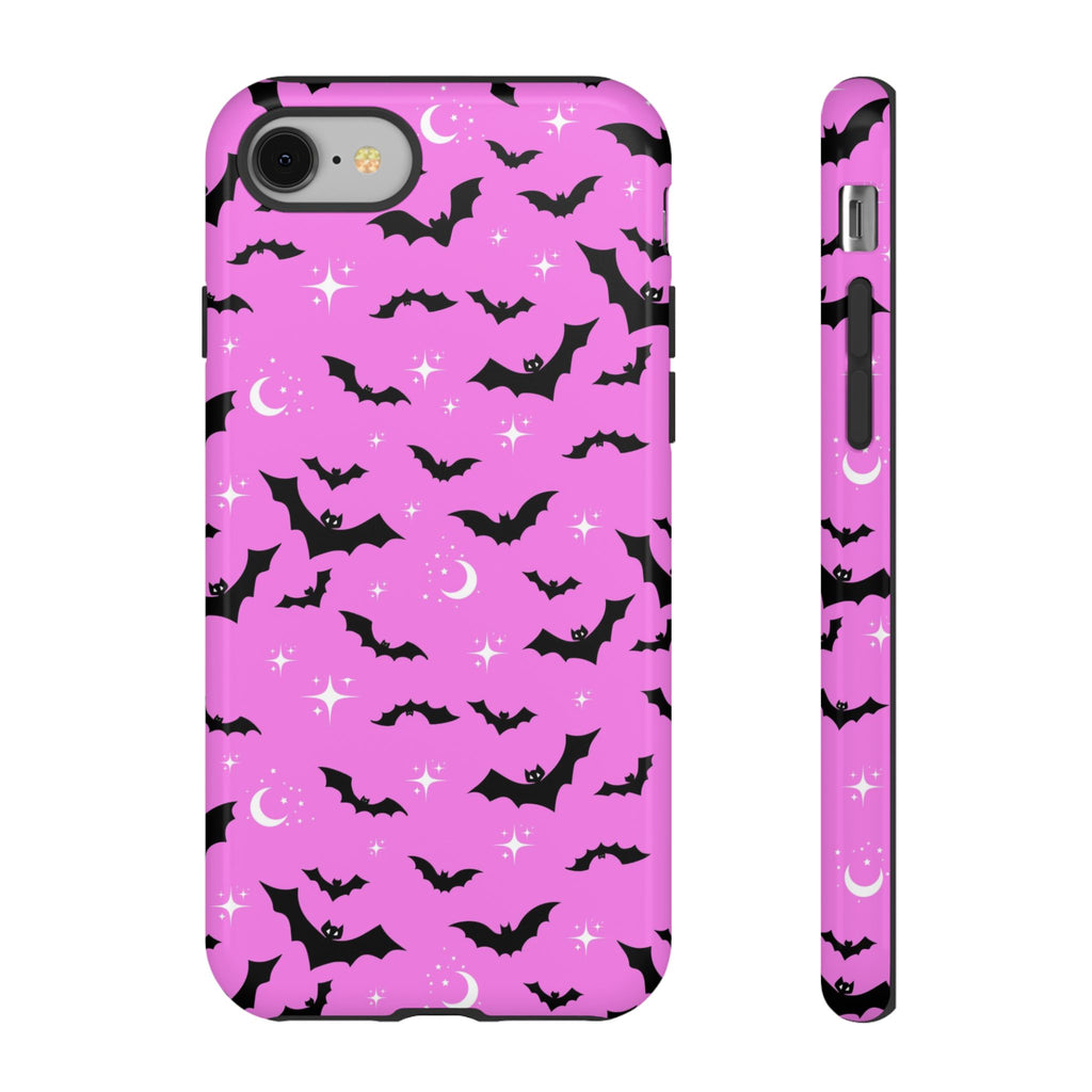 Pink Spooky Bat Print Tough Phone Cases