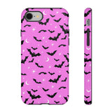 Pink Spooky Bat Print Tough Phone Cases