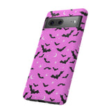 Pink Spooky Bat Print Tough Phone Cases