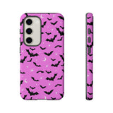 Pink Spooky Bat Print Tough Phone Cases