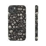 Creepy Doodle Skulls Print Tough Phone Cases