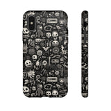 Creepy Doodle Skulls Print Tough Phone Cases