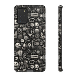 Creepy Doodle Skulls Print Tough Phone Cases