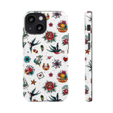 White Old School Retro Tattoo Tough Phone Case