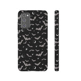 Black Spooky Bat Print Tough Phone Cases