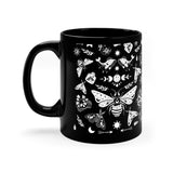 Celestial Witchy Goth Moth 11oz Black Mug