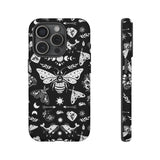 Black Celestial Witchy Moth Goth Tough Phone Case