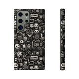 Creepy Doodle Skulls Print Tough Phone Cases