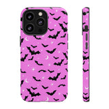 Pink Spooky Bat Print Tough Phone Cases