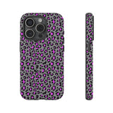 Grey and Pink Leopard Print Tough Phone Case