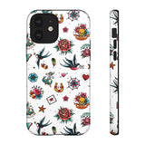 White Old School Retro Tattoo Tough Phone Case