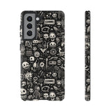 Creepy Doodle Skulls Print Tough Phone Cases