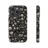 Creepy Doodle Skulls Print Tough Phone Cases