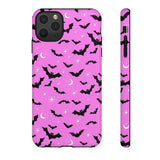 Pink Spooky Bat Print Tough Phone Cases