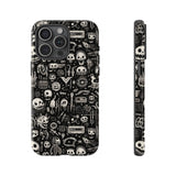 Creepy Doodle Skulls Print Tough Phone Cases