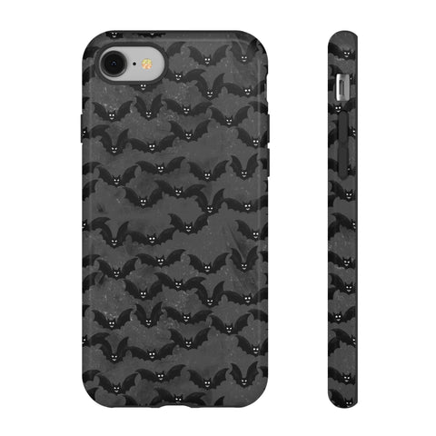 Grey Spooky Bat Print Tough Phone Cases