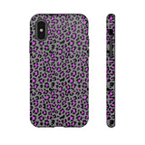Grey and Pink Leopard Print Tough Phone Case