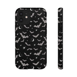 Black Spooky Bat Print Tough Phone Cases