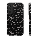 Black Spooky Bat Print Tough Phone Cases