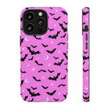Pink Spooky Bat Print Tough Phone Cases
