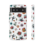 White Old School Retro Tattoo Tough Phone Case