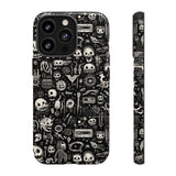 Creepy Doodle Skulls Print Tough Phone Cases