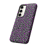 Grey and Pink Leopard Print Tough Phone Case