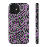 Grey and Pink Leopard Print Tough Phone Case