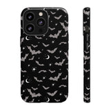 Black Spooky Bat Print Tough Phone Cases