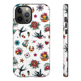 White Old School Retro Tattoo Tough Phone Case