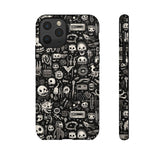 Creepy Doodle Skulls Print Tough Phone Cases