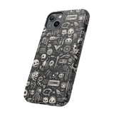 Creepy Doodle Skulls Print Tough Phone Cases