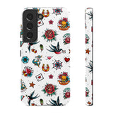 White Old School Retro Tattoo Tough Phone Case