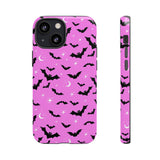 Pink Spooky Bat Print Tough Phone Cases